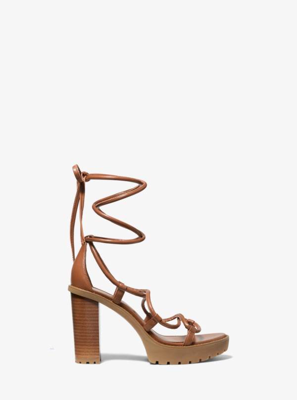 Damske Sandále Michael Kors Vero Leather Platform Hnede - Topanky Michael Kors Obchod | ZFQKG-2450